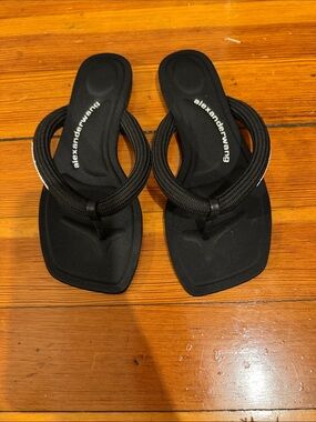 Alexander Wang Black Rope-Detail Square-Toe Sandals